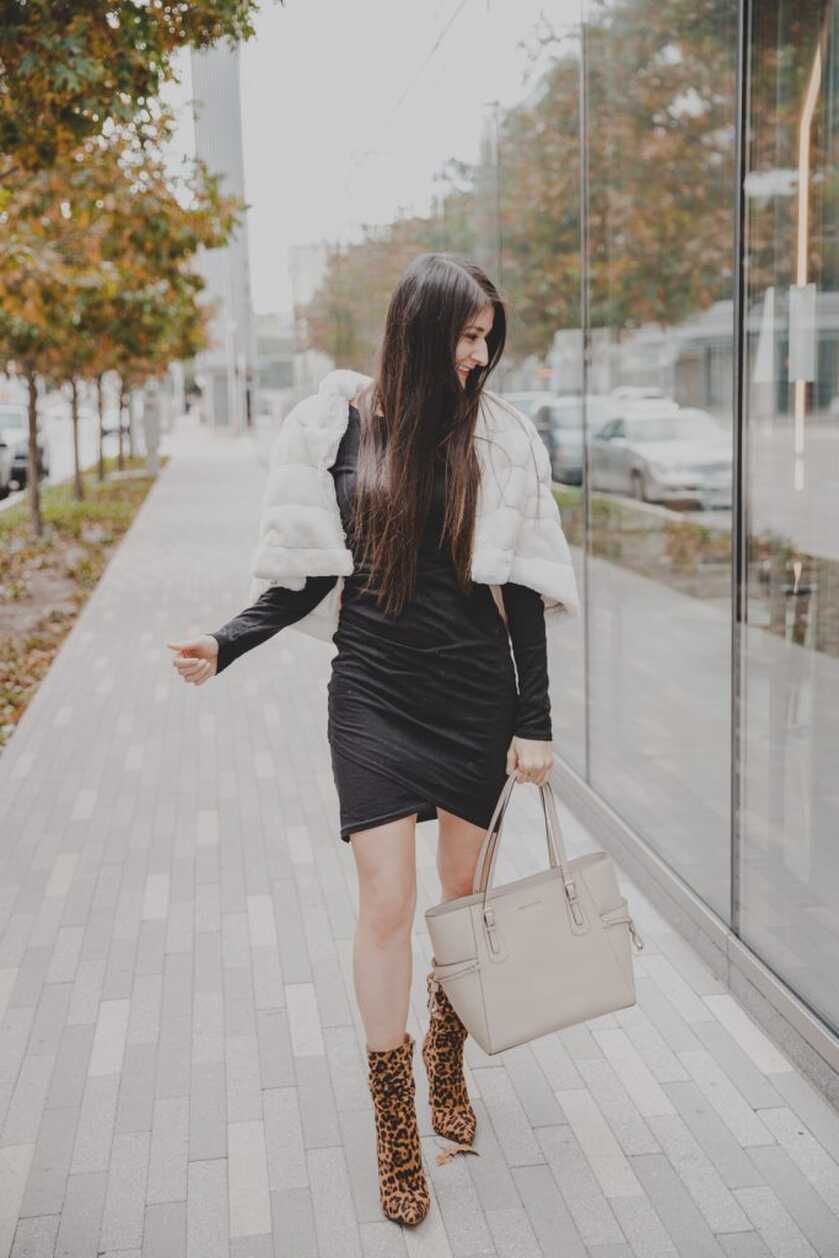 Different ways to style a casual black dress with Leopard Booties ...