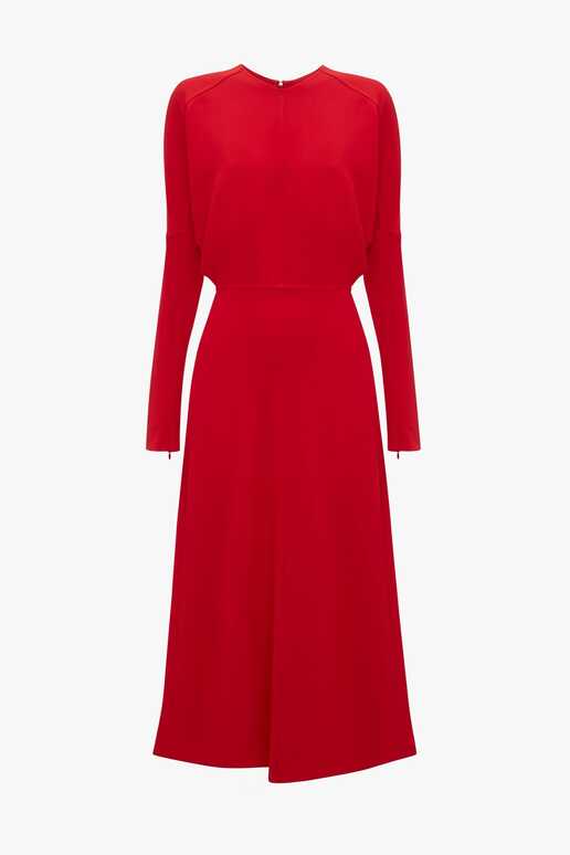 Dolman Midi Dress In Red – Victoria Beckham