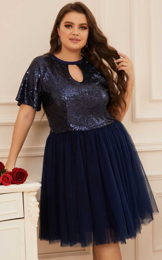 DolphinBanana Curve Women Plus Size Sequins Tulle Off the Shoulder ...