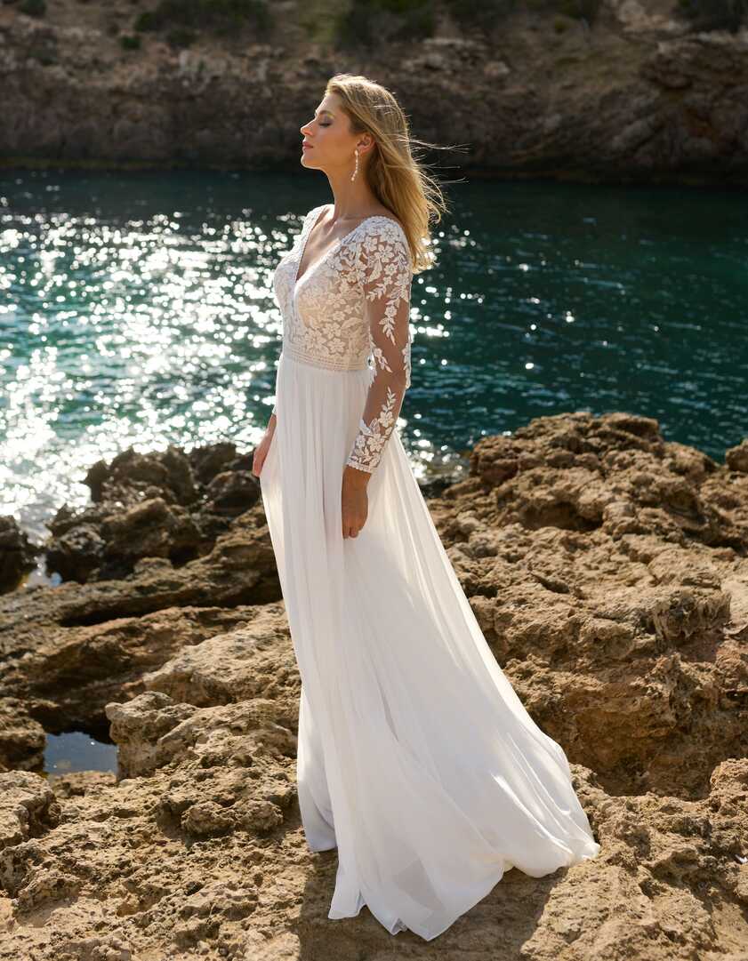 Dorit a boho wedding dress with long sleeves - wed2b