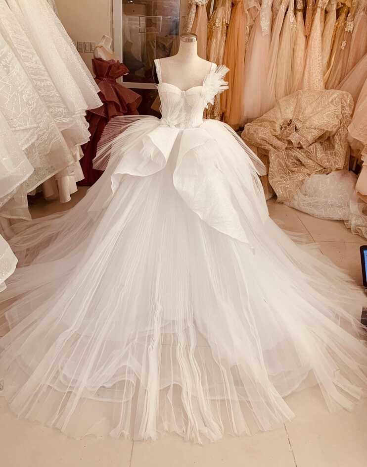 Dramatic White Princess Wedding Dress Made to Order, Lovely Unique ...