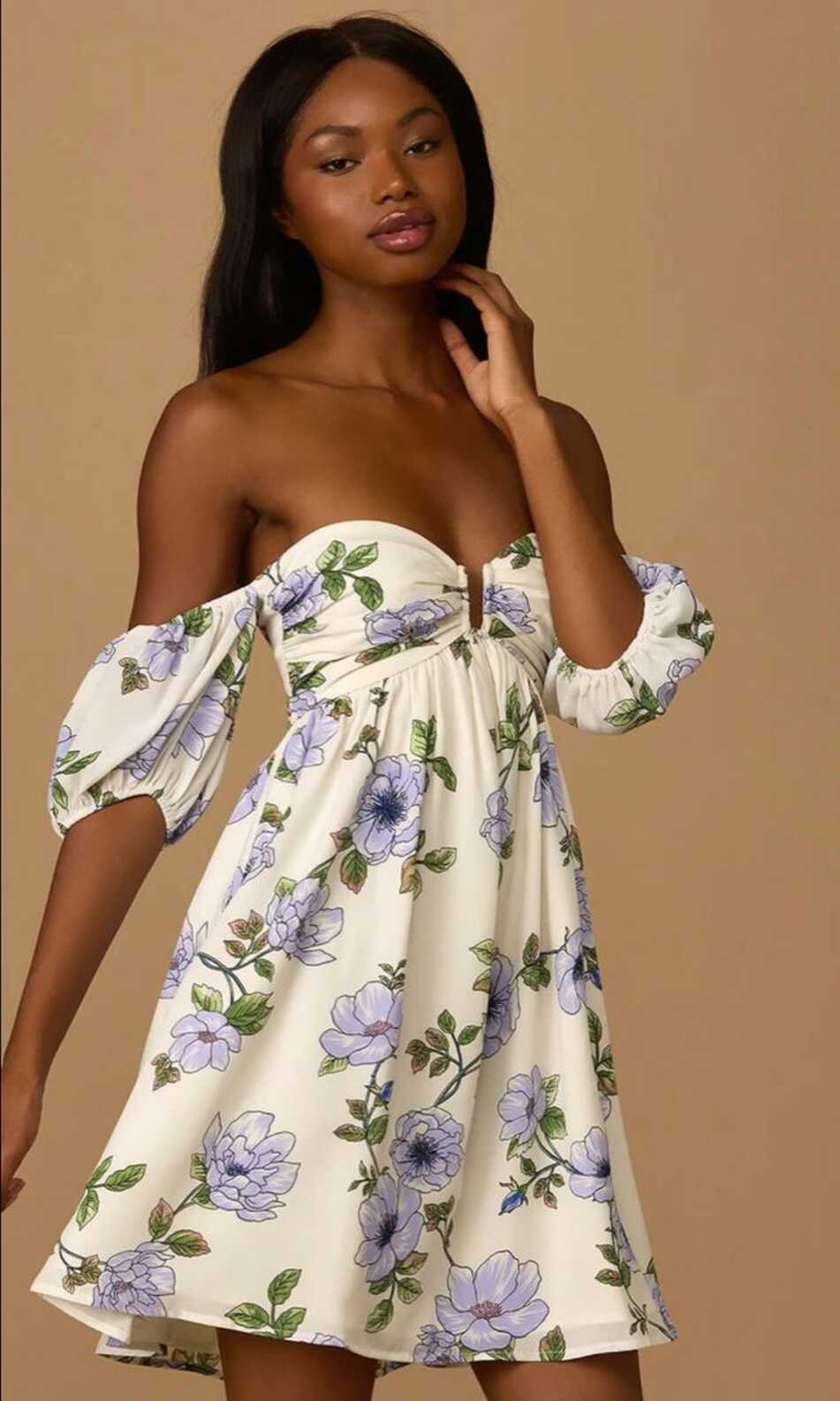 Dreamy Dresses Fall Fashion Ivory Floral Mini Dress - Off-the ...