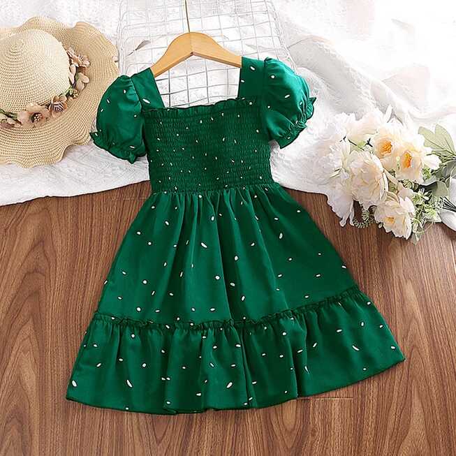 Dress Kids Girls Dark Green Cute Princess Dress 2-6 Years Short ...