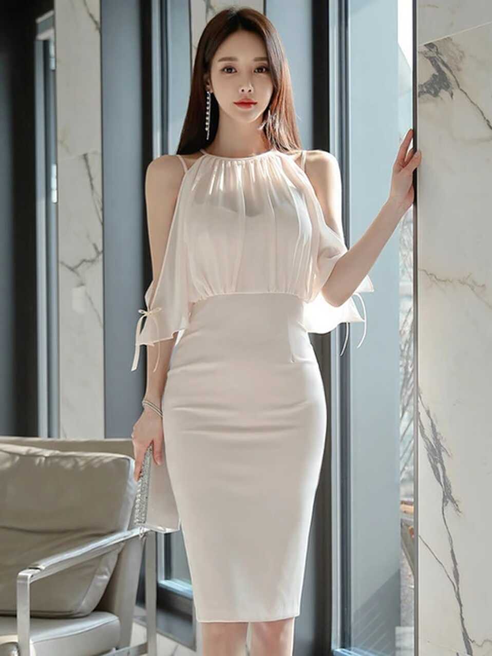 Dress Midi Bodycon Korean Fashion | Bodycon Dresses Korean Style ...