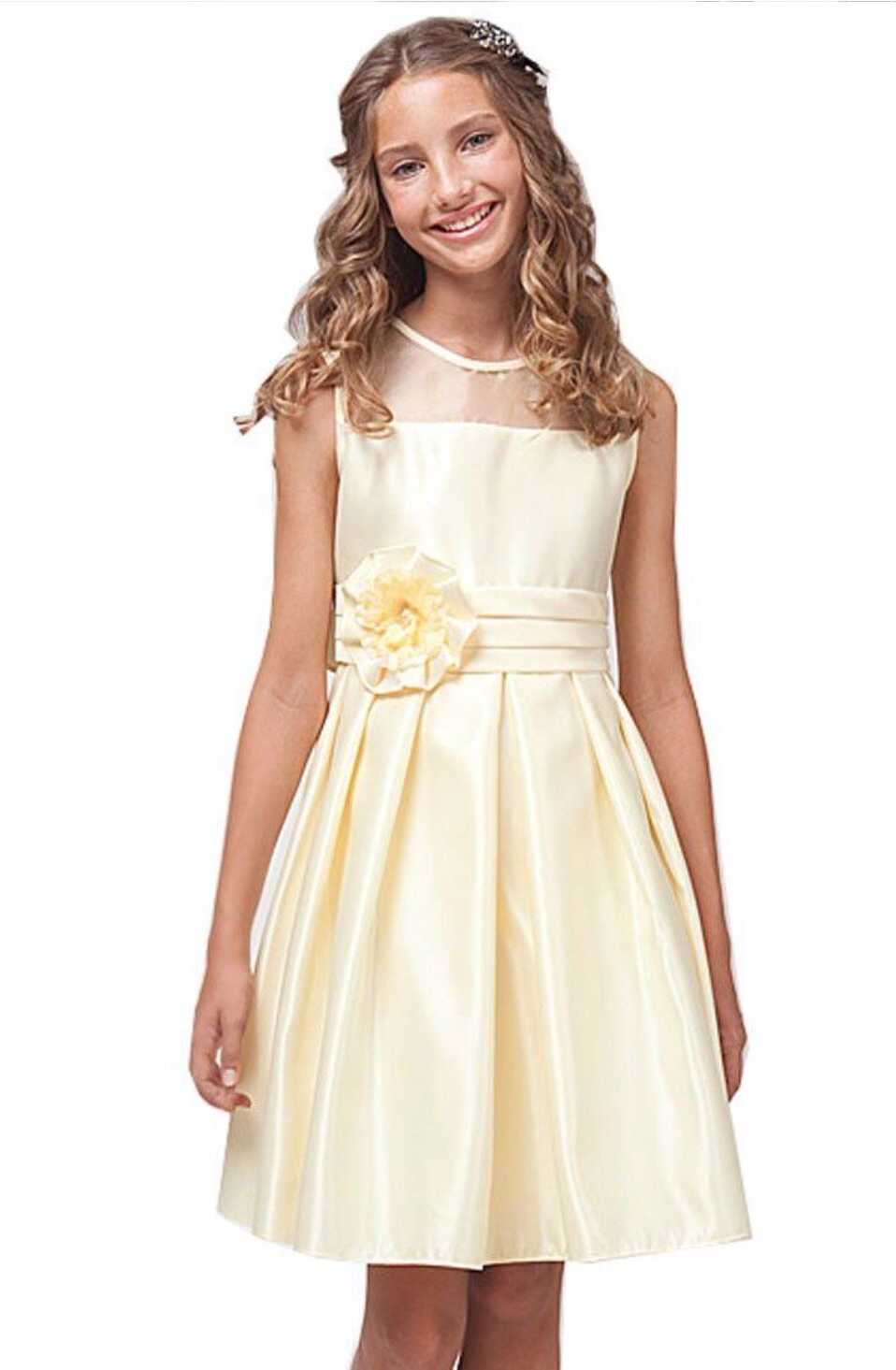 Dress for girls age 7- 12 | Yellow flower girl dresses, Girls ...