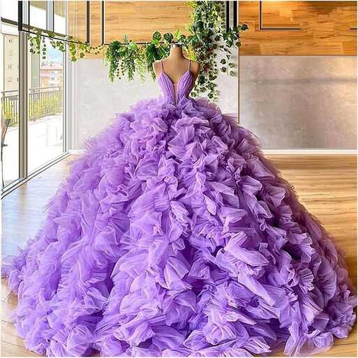 Dresses Straps Tiered Ruffle Ball Gown Prom Dress Elegant Red ...