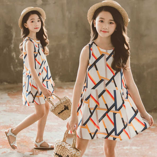 Dresses for Girls Sleeveless Vetement Children Girl Casual Style ...