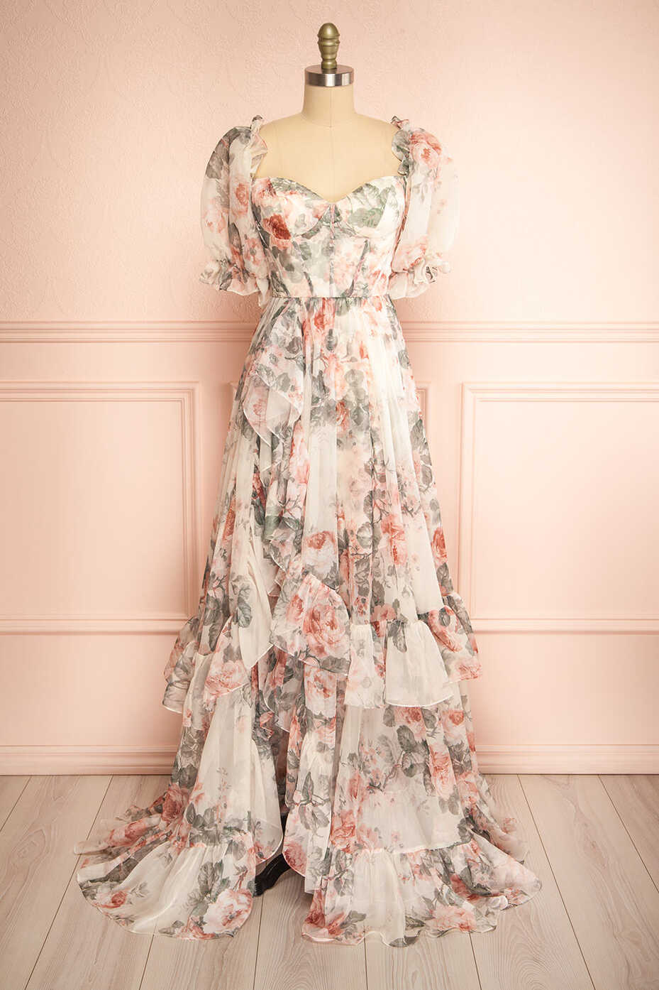 Duchesse Floral Corset Maxi Dress w/ Ruffles | Boutique 1861