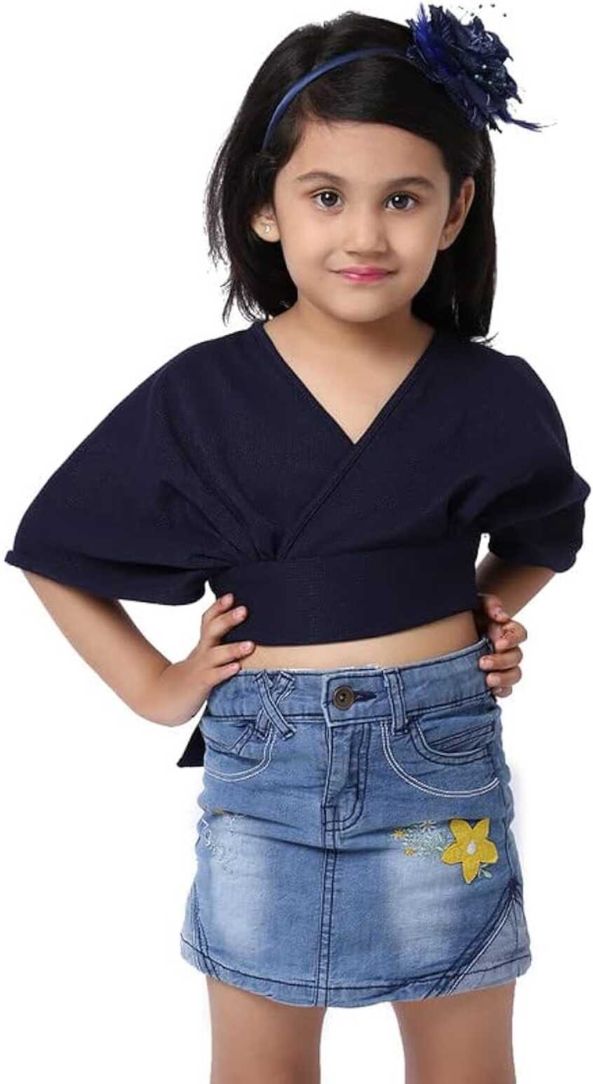 ELEVANTO Crop top for Kids|V Neck Open Back Trendy Backless Crop ...