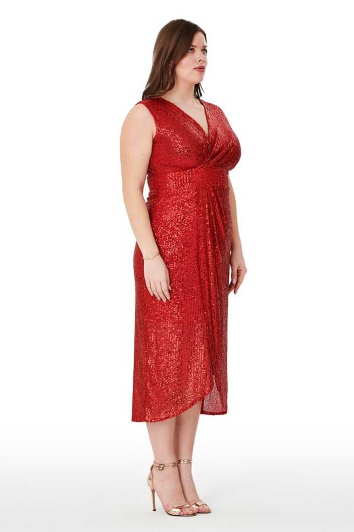 EVEN plus size Red Sleeveless Front Double Breasted Zara Sequin ...