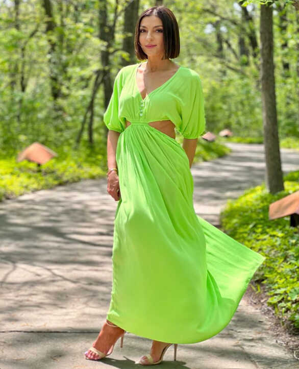 Eilish Cut Out Maxi Dress - Neon Green - Belle Gray