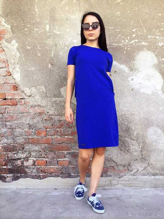 Elastic cotton dress with pockets, Casual Stylish dress in royal ...