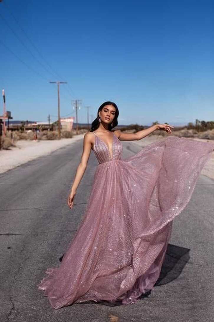 Electra Glitter Gown - Rose Gold