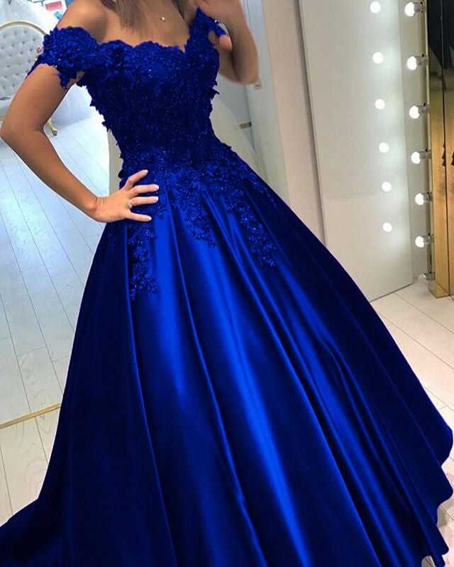 Elegant Ball Gown Prom Dresses Lace Flowers Beaded Off The ...