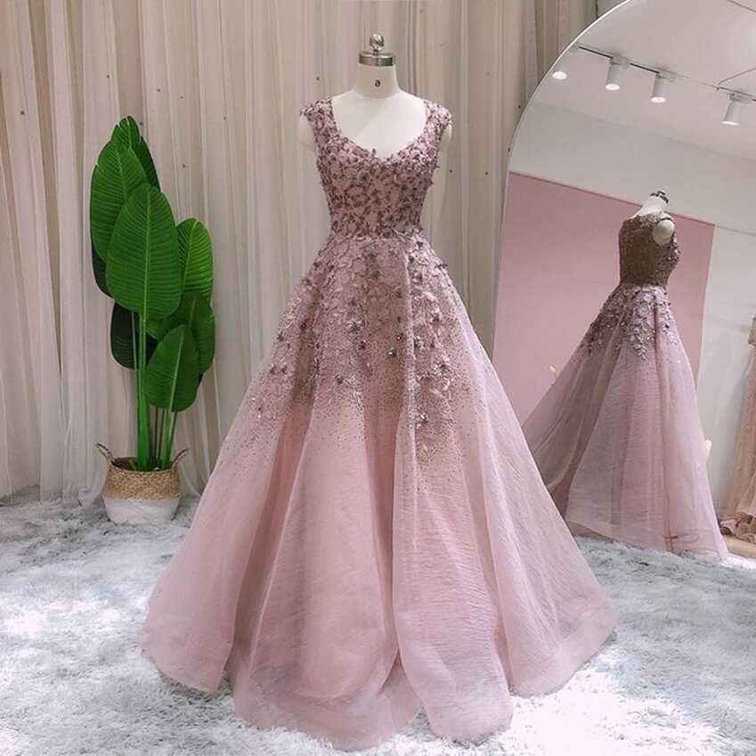 Elegant Ball Gown Rose Pink Evening Dress For Women Wedding Party ...