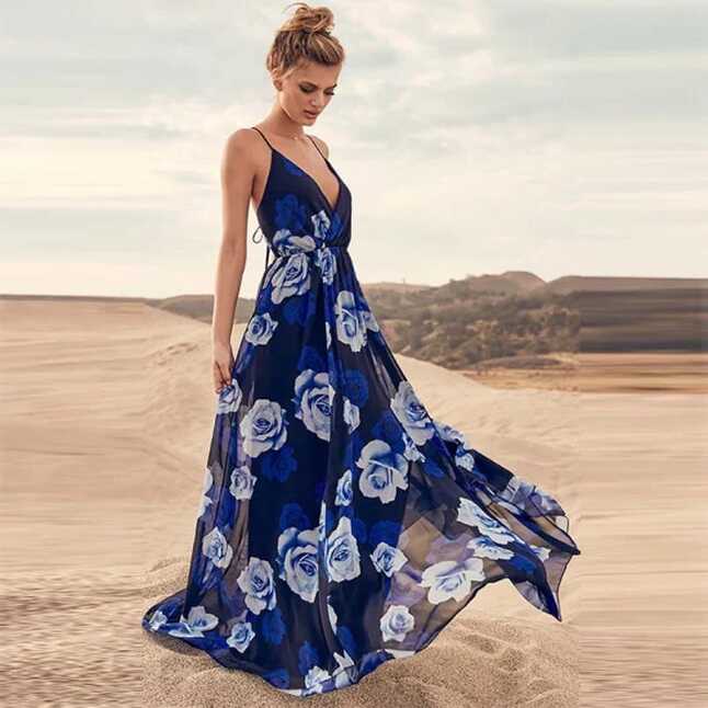 Elegant Beach Floral Maxi Casual Summer Long Women Dresses - China ...