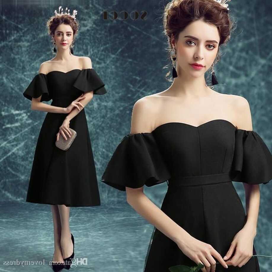 Elegant Black Formal Dress Cocktail Gown Cheap Off Shoulder Neck ...