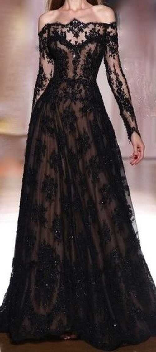 Elegant Black Lace Gown for Weddings