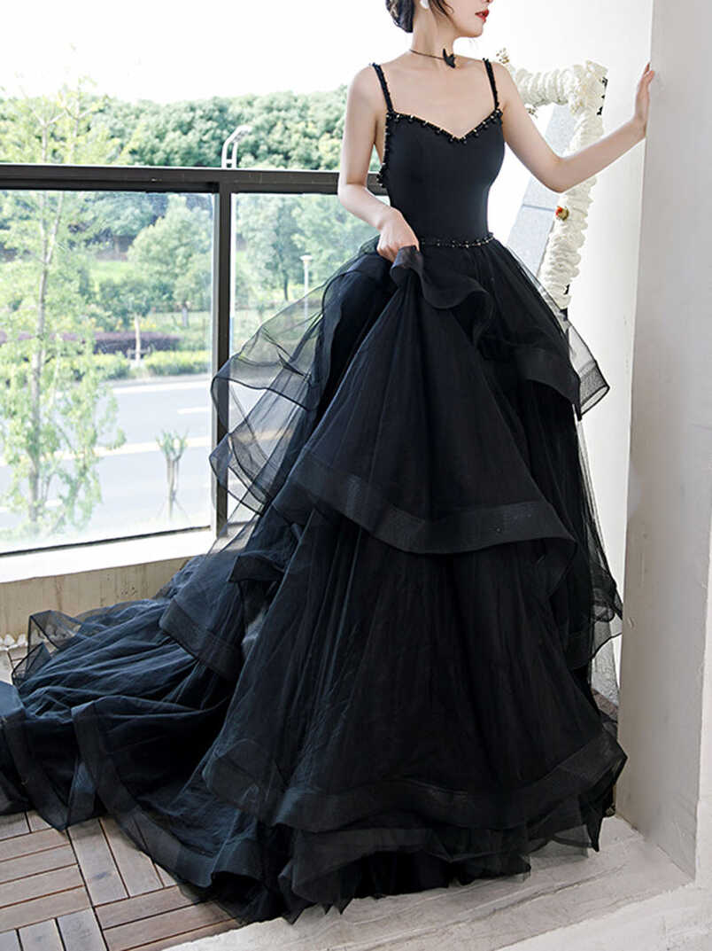 Elegant Black Long Prom Dress, Black Formal Graduation Evening ...