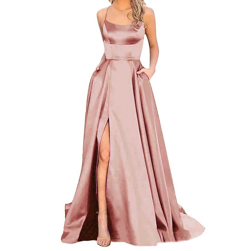 Elegant CBGELRT Rose Gold Party Cocktail Dresses, Velvet Side Slit ...