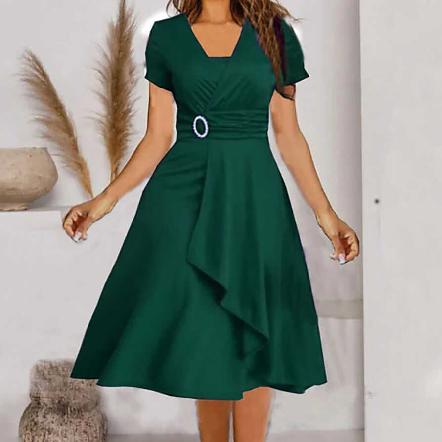 Elegant Dresses For Women Short Sleeve A-line Casual Party Dress ...