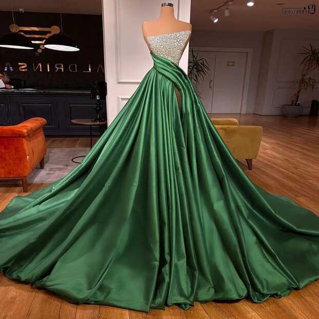 Elegant Emerald Green Evening Dresses 2022 Off Shoulder Prom Dress ...