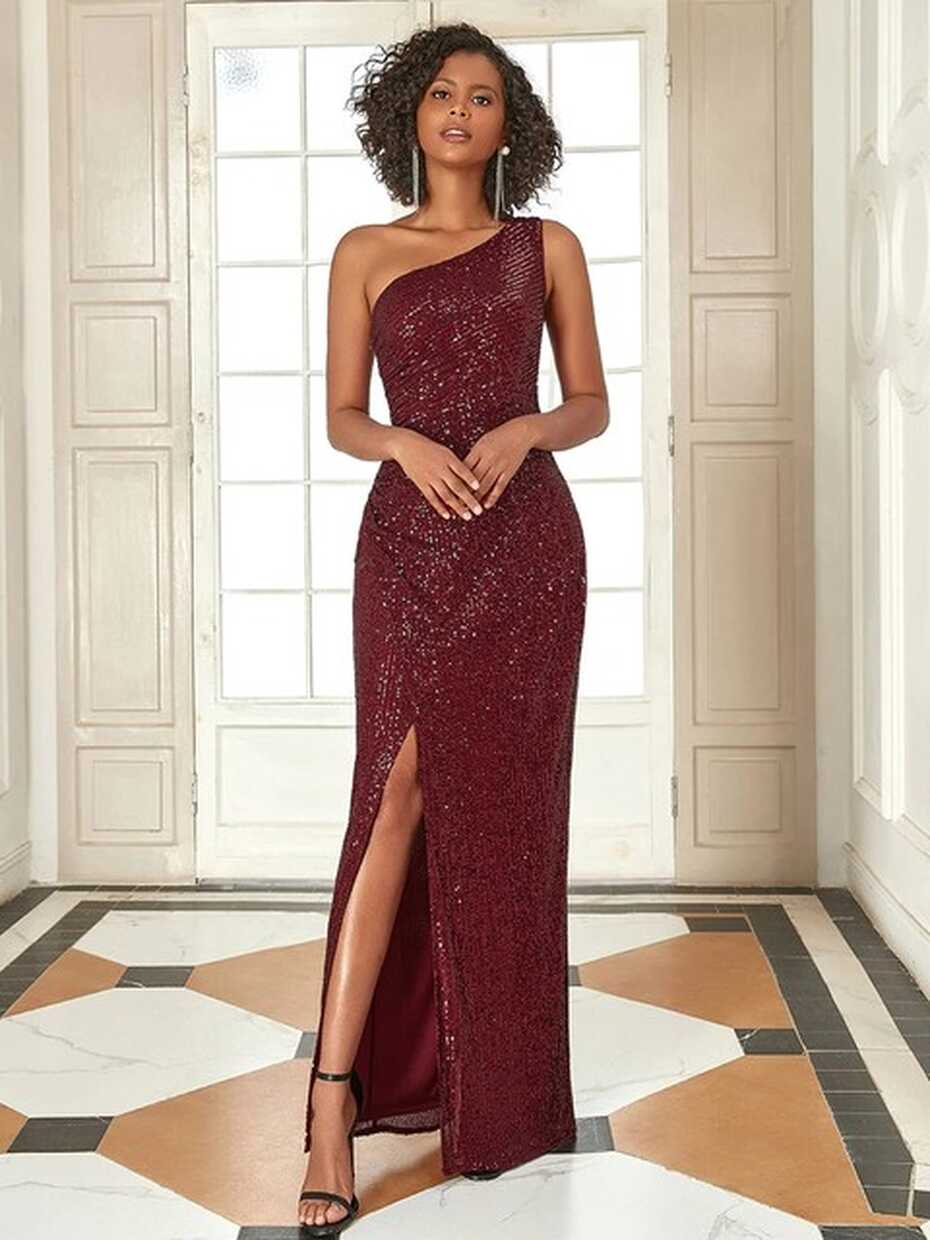 Elegant Evening Dresses Long A-LINE Shiny V Neck sexy Sleeveless ...