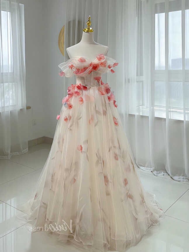 Elegant Floral Prom Dresses Off the Shoulder Formal Dress AD1073 ...