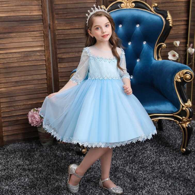 Elegant Flower Pattern 0-6 Years Baby Girl Birthday Dress - China ...