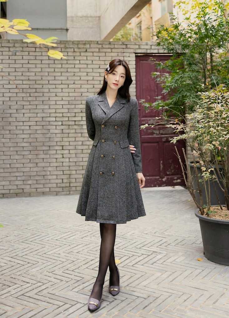 Elegant Formal Check Mini Dress Korean Style Wedding Guest Dress ...