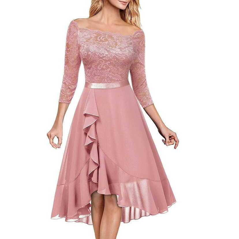 Elegant Formal Dress, Cocktail Women&#39;s Off Shoulder Lace Ruffle 3 ...