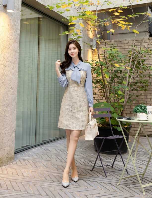 Elegant Formal Party Mini Dress Korean Style Winter Tweed Dress ...