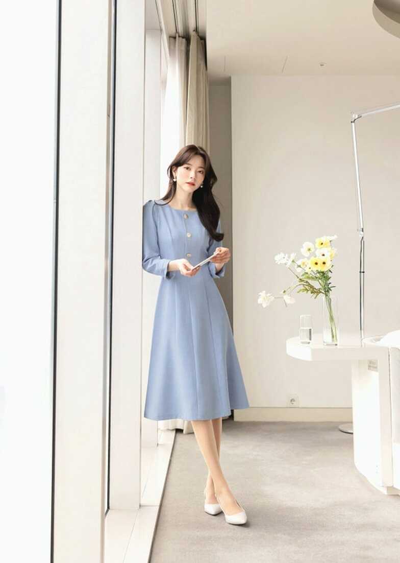 Elegant Formal Wedding Guest Dress Korean Style Midi Dress CLD0111 ...