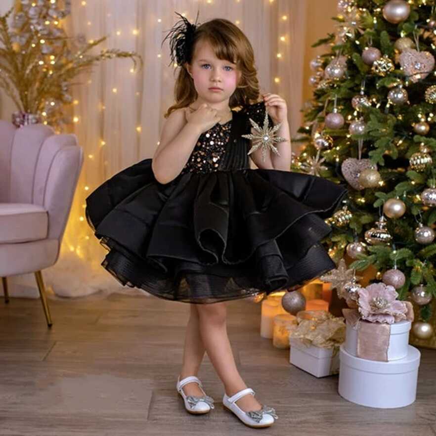 Elegant Glitter Baby Girl Party Gown Children Knee Length Flower ...