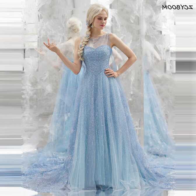 Elegant Glitter Sequined Light Blue Party Prom Gowns 2023 Princess ...