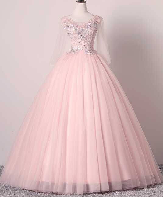 Elegant Handmade Pink Princess Evening Gown