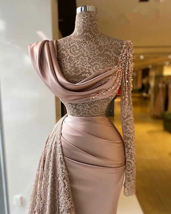 Elegant High Neck Arabic Dubai Style Prom Gown Unique Design One ...