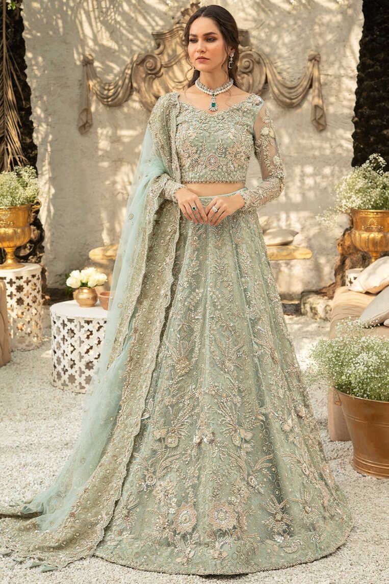 Elegant Ice Blue Bridal Lehenga Choli Dress for Wedding – Nameera ...