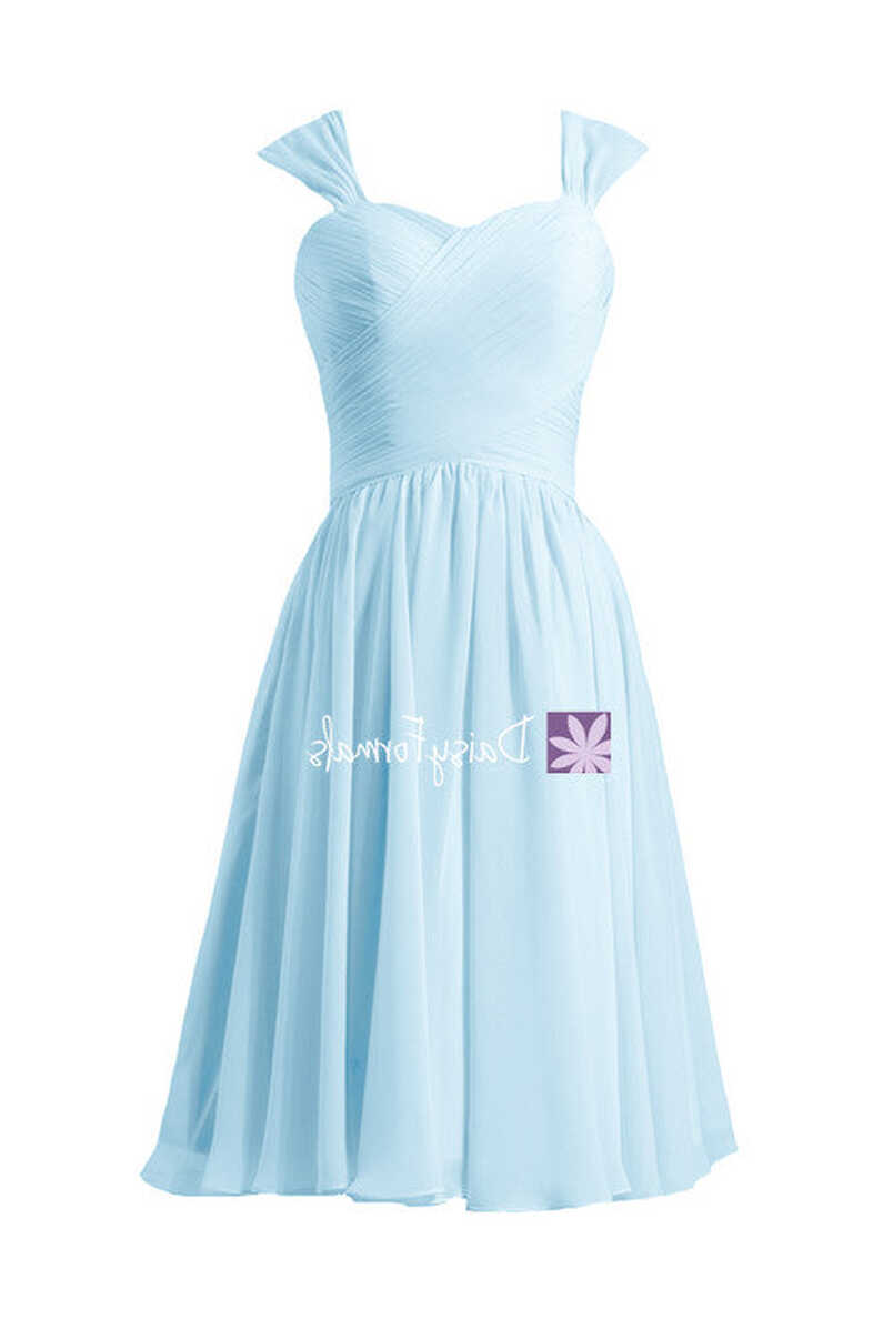 Elegant Ice Blue Party Dress Short Knee Length Simple Blue ...