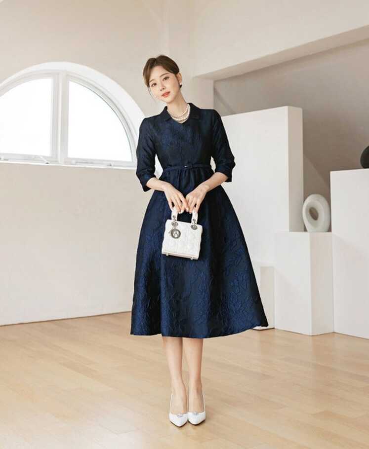 Elegant Jacquard Cocktail Dress Korean Style Formal Party Dress ...