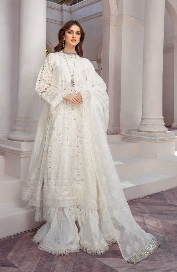 Elegant Kameez Trouser Dupatta White Dress Pakistani Online ...