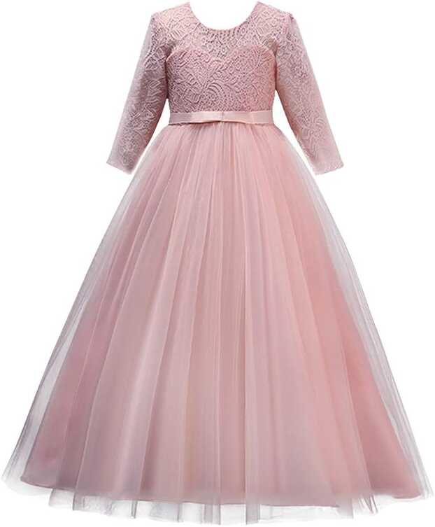 Elegant Lace Bridesmaid Dress for Girls - Floor Turkey | Ubuy