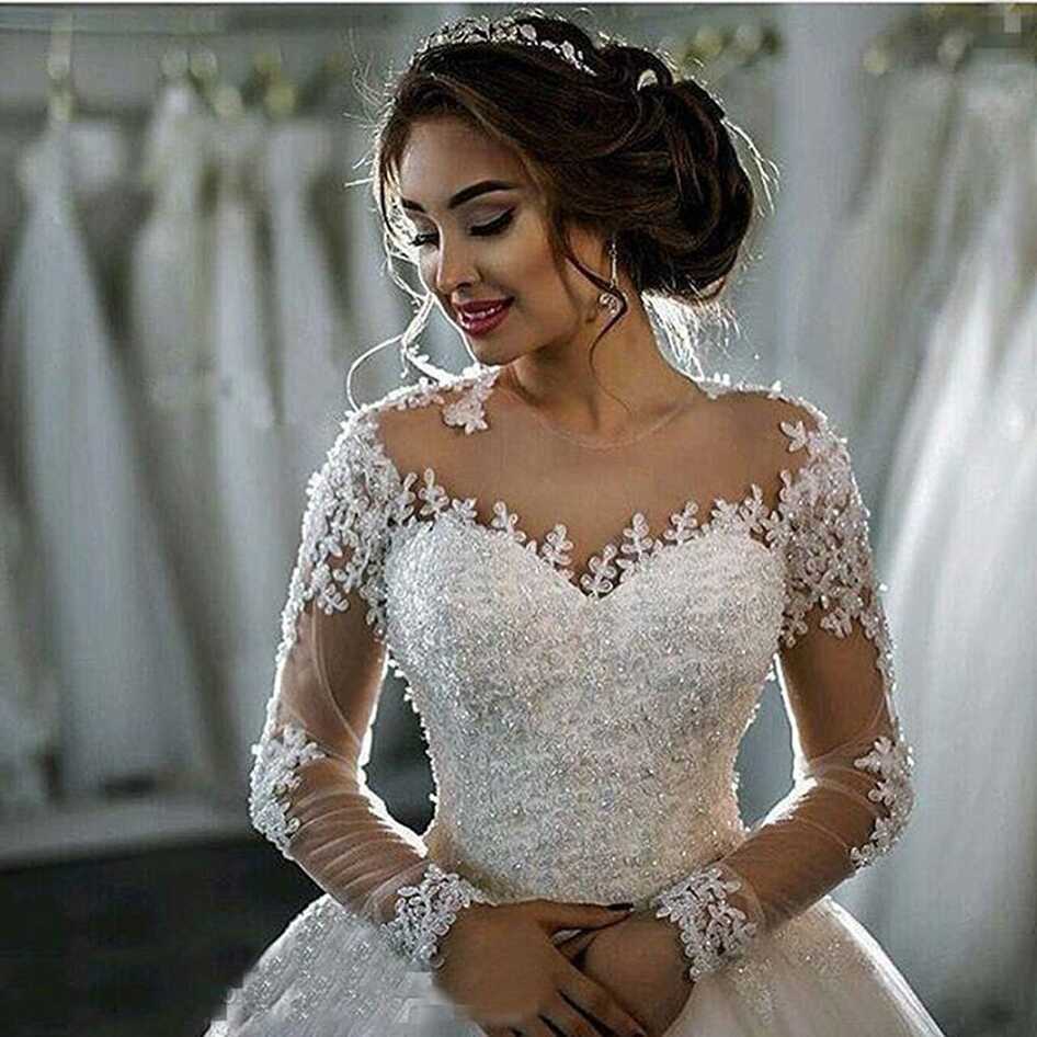 Elegant Lace Long Sleeve Wedding Dress for Women Turkey | Ubuy