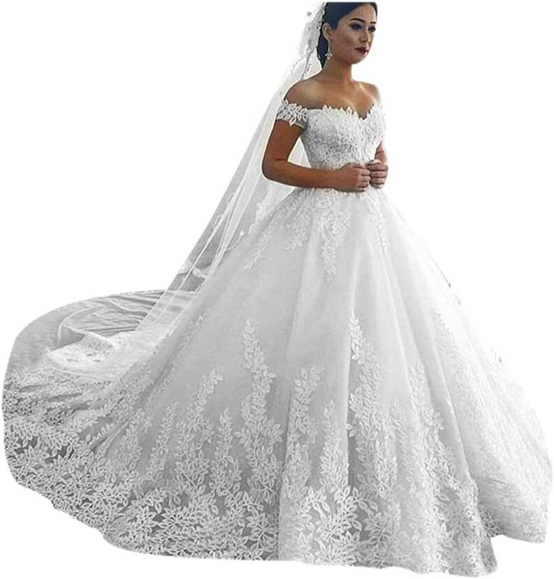 Elegant Lace Off Shoulder Wedding Dress with Court Turkey | Ubuy