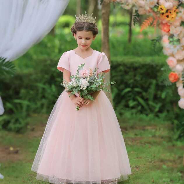 Elegant Long Kids Girl Wedding Dress Princess Party Dress Girls ...