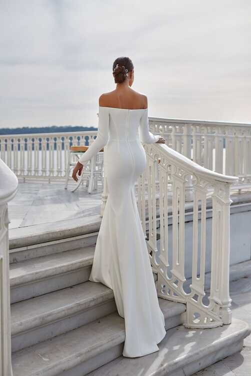 Elegant Long Sleeve Mermaid Wedding Dress Minimalist off the ...