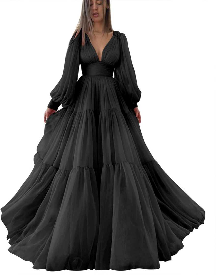 Elegant Long Sleeve V Neck Ball Gown for Formal Turkey | Ubuy