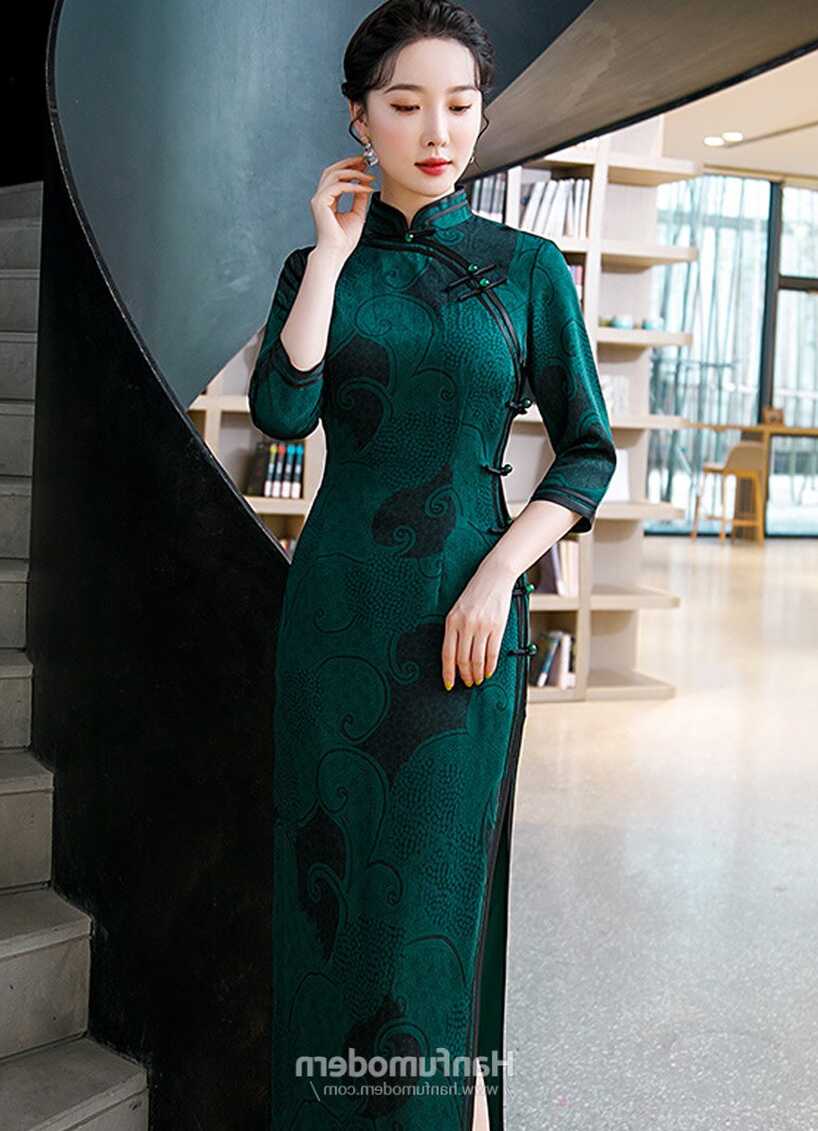 Elegant Modern Cheongsam Dress Long Dress - Hanfumodern