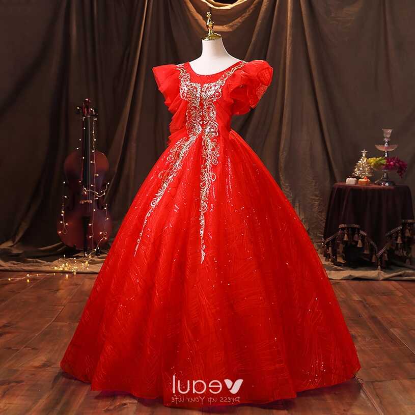 Elegant Red Prom Dresses Floor-Length / Long 2021 Ball Gown Scoop ...