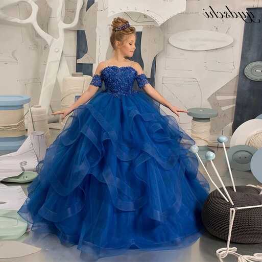 Elegant Royal Blue Flower Girl Dresses For Wedding 2023 Princess ...